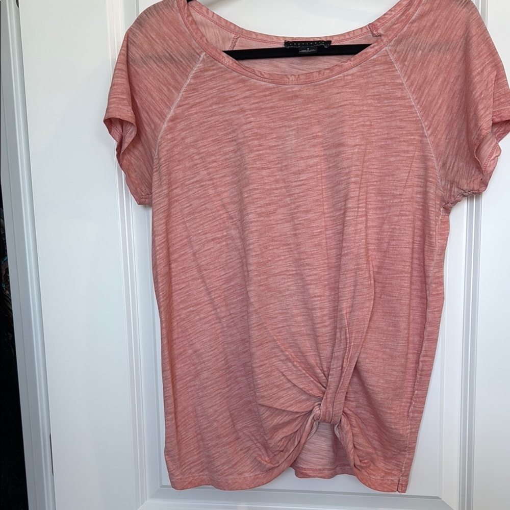 Sanctuary Pink Tie Front Short Sleeve T-Shirt